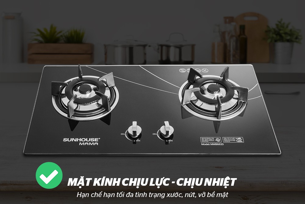 Bếp gas âm kính sunhouse mama mmb6633