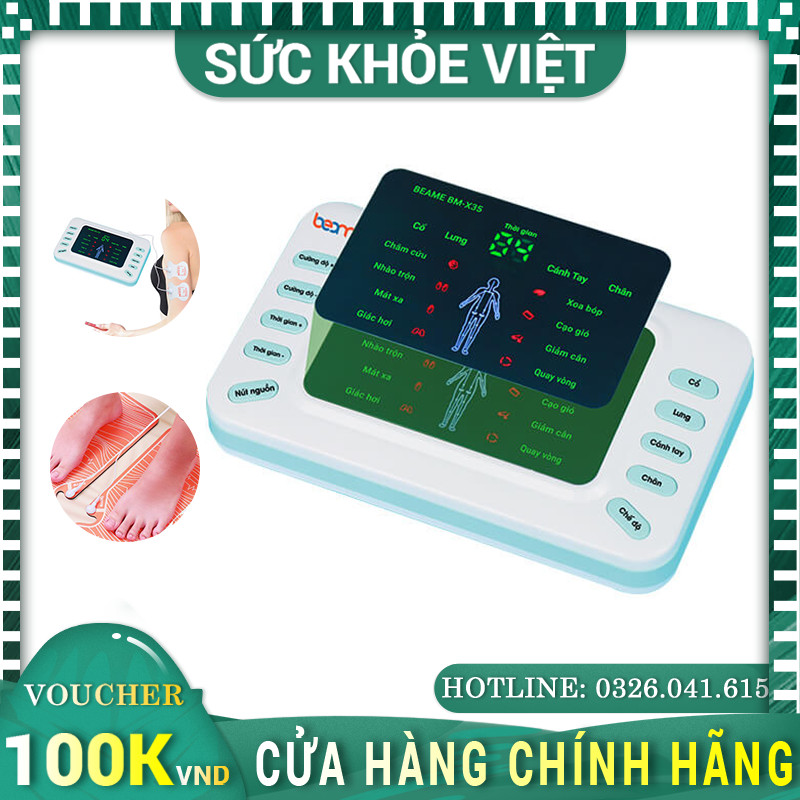 Máy massage xung điện trị liệu, máy điện xung 4 miếng dán cao cấp syk-308b