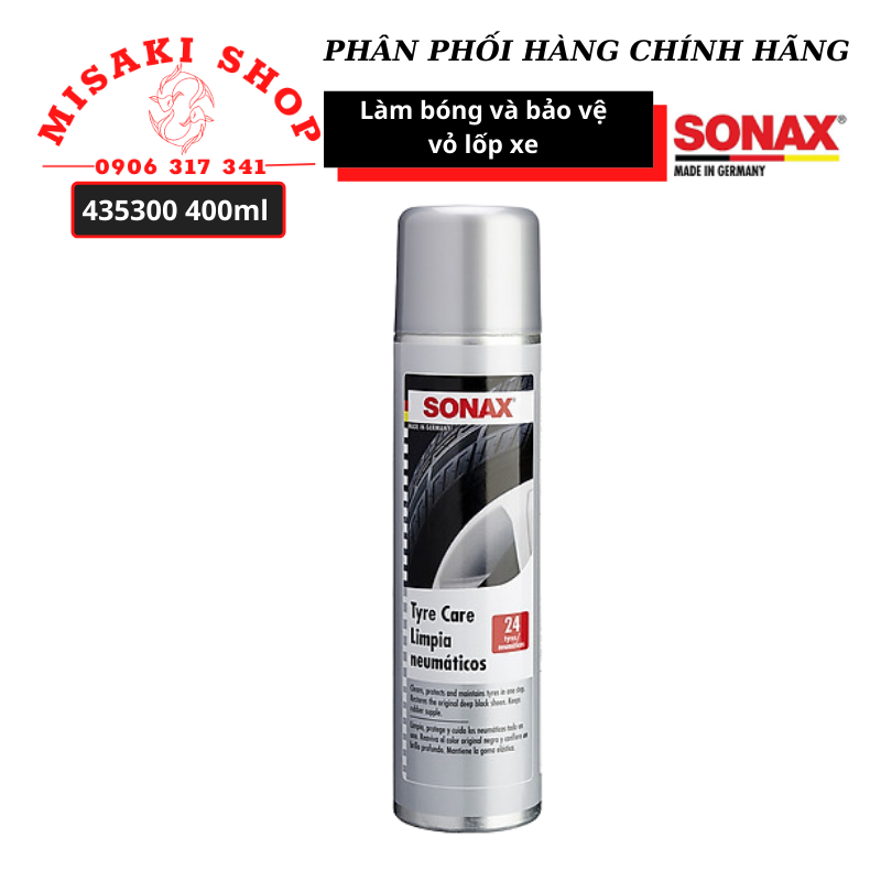 [HCM]| 435300 | Chai Xịt Làm Bóng Và Bảo Vệ Vỏ Lốp Xe SONAX Tyre Care 400ml | MISAKISHOP