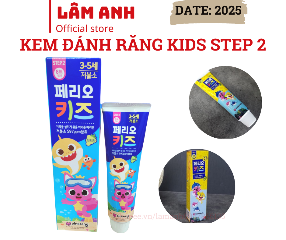 Kem Đánh Răng Trẻ Em Perioe Kids Step 2 Pinkfong Cho Bé 3