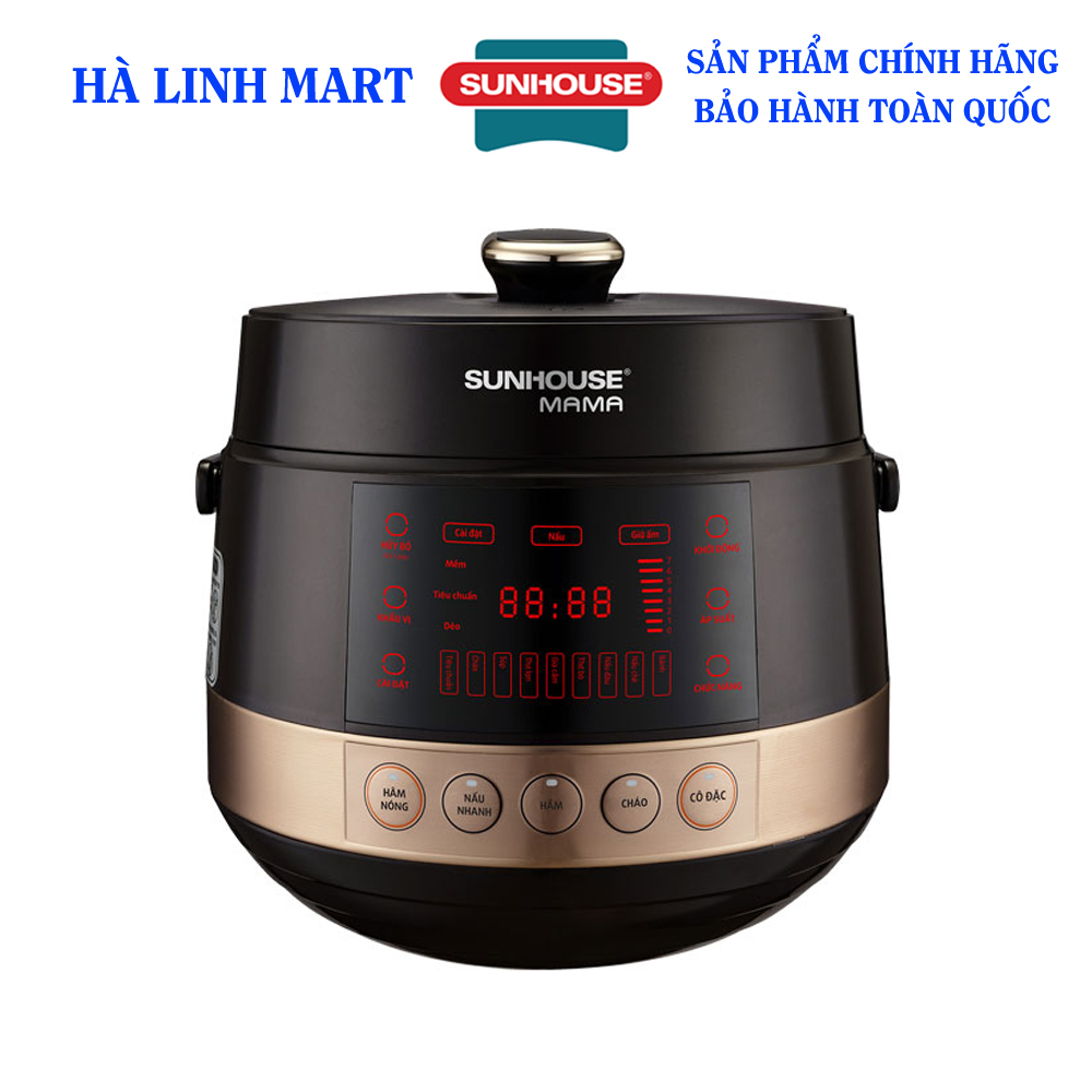 Nồi áp suất điện tử đa năng sunhouse mama shd1585b - nồi áp suất cảm ứng có dung tích 5l, công suất 1100w, bảo hành 24 tháng