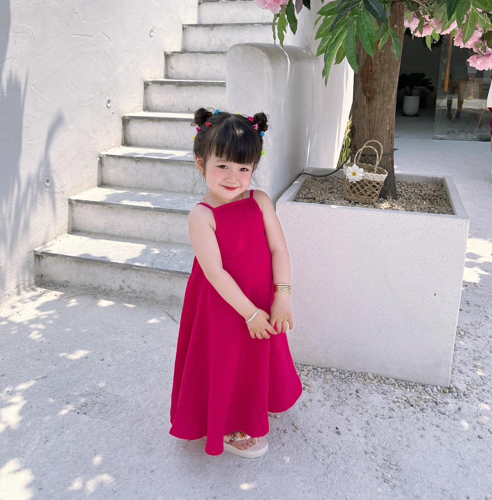 Váy maxi hở lưng siêu xinh cho bé gái