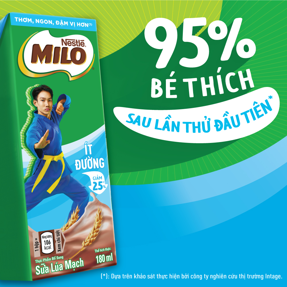 ( QUÀ TẶNG KHÔNG BÁN) Sữa Lúa Mạch Nestle Millo Ít Đường Hộp 180ml