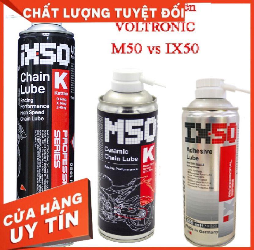 Dưỡng Sên Voltronic M50-K/IX50 Ceramic Chain Lube, chai xịt dưỡng sên M50 bôi trơn sên xích xe máy cao cấp tuỳ chọn