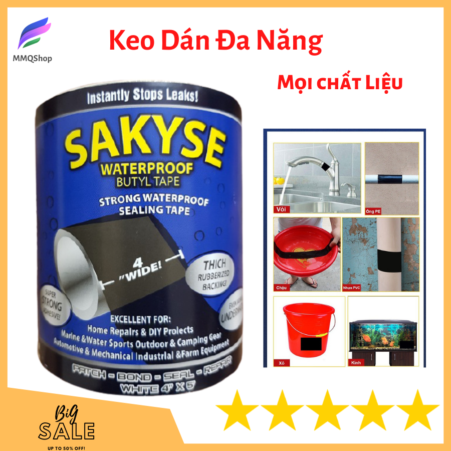 [Loại 1,5m] Băng Keo Siêu Dính Chống Nước Nhật Bản, Băng Keo Dán Trên Mọi Chất Liệu, Xô Chậu, ống Nước, bình nước vỡ, thủng...