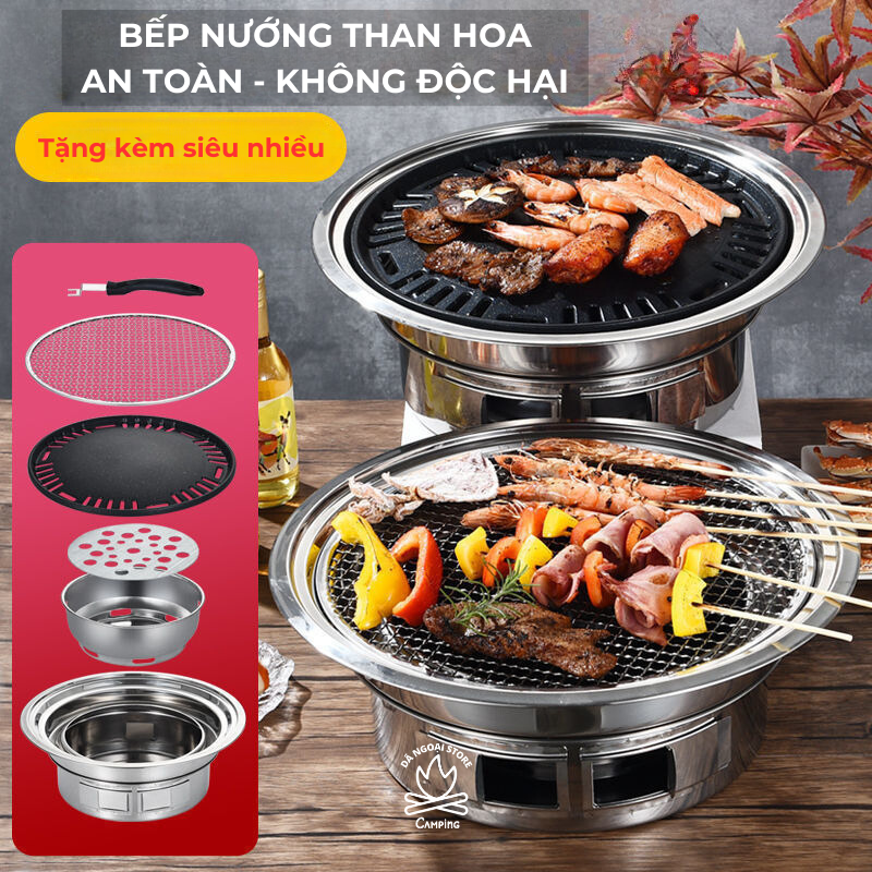 Bếp nướng than hoa, bếp nướng than không khói, bếp nấu lẩu bbq đi dã ngoại, cắm trại - bth1