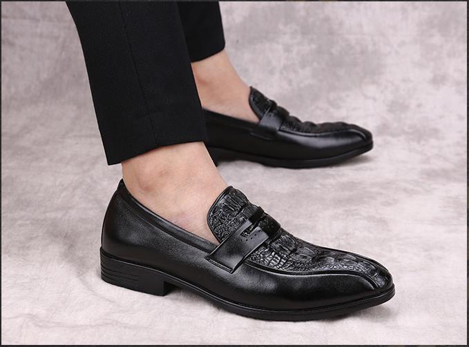 Giày lười nam da bò dập vân cá sấu siêu độc đáo do-01