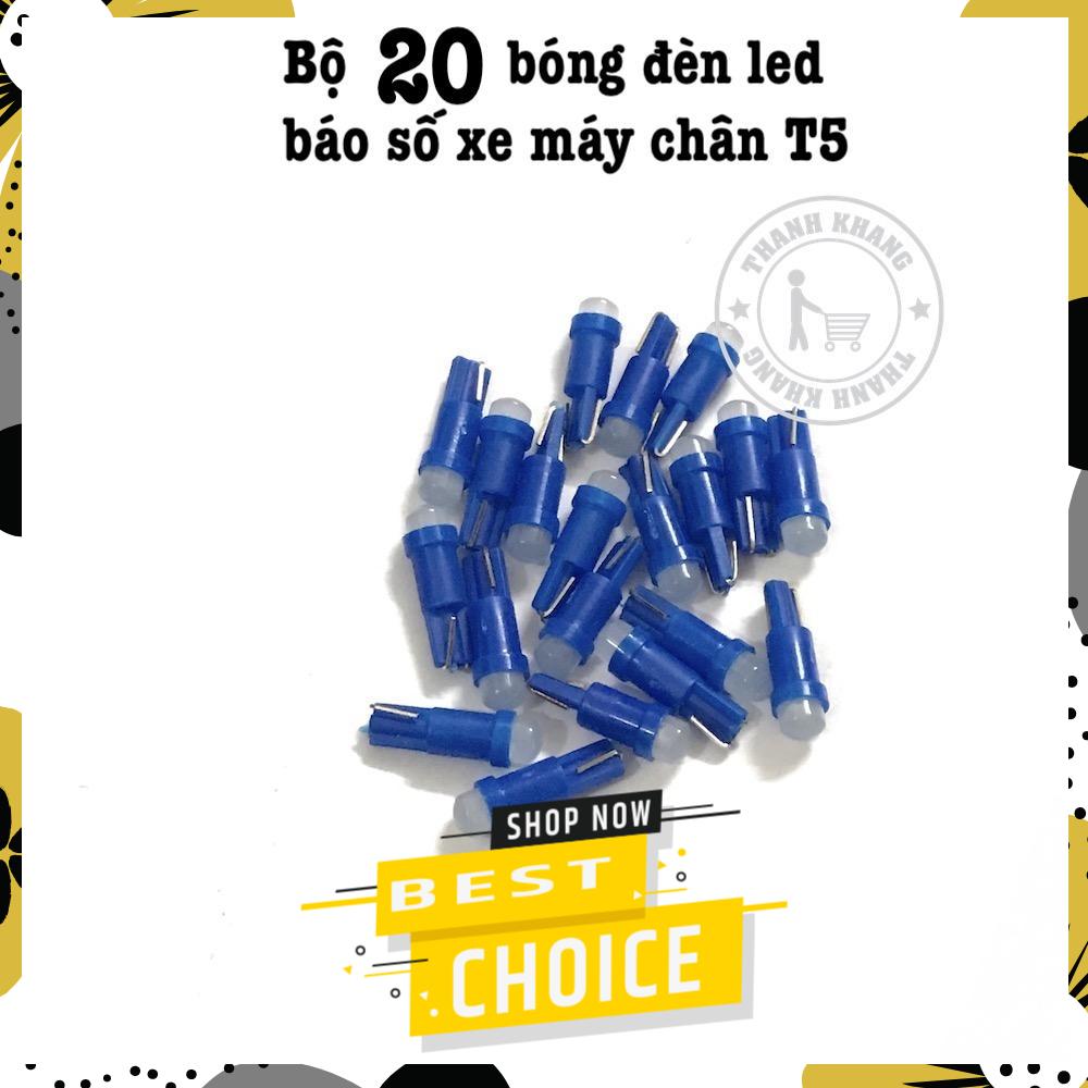 Bộ 20 bóng đèn led báo số xe máy chân t5 màu xanh dương 006001418
