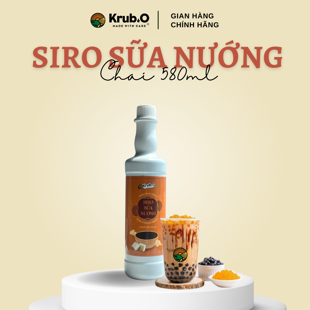 Siro Sữa Nướng Krub.O Chuẩn Vị Chai 580ml (chai mới) - Hương vị mới lạ, Độc đáo - Pha chế trà sữa mix cùng trà đen, trà olong được khoảng 20ly
