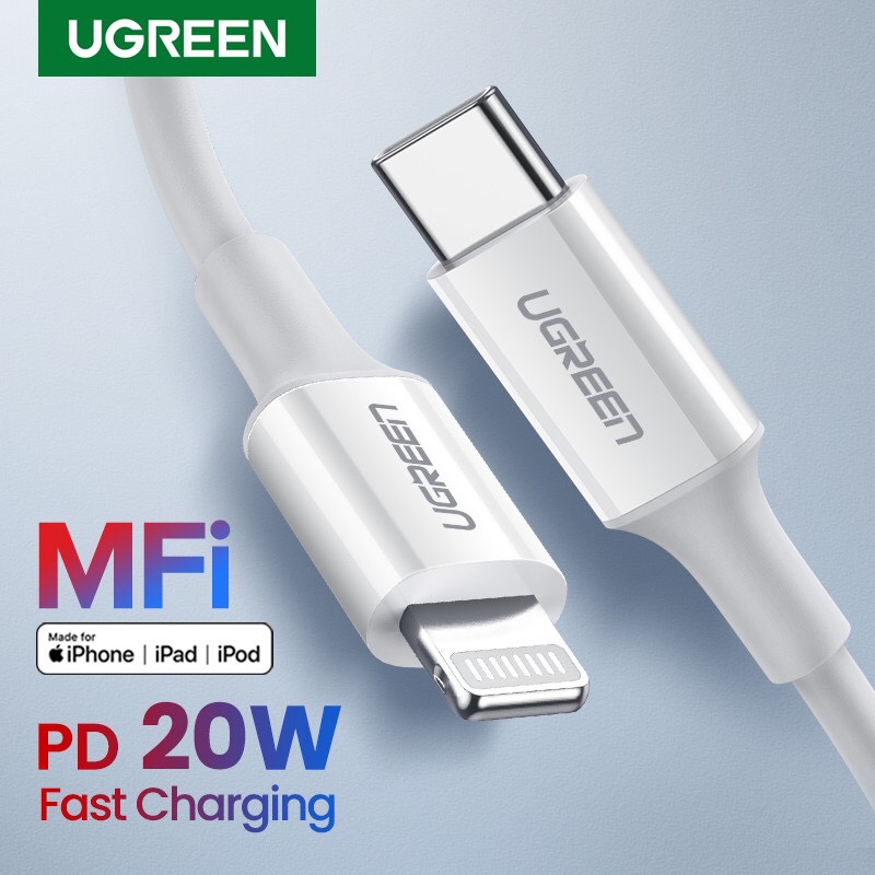 Dây chuyển đổi, Cáp sạc nhanh USB-C sang Lightningcó chip MFi, dài , 2M  Ugreen ( 60748), 60749 chính hãng 