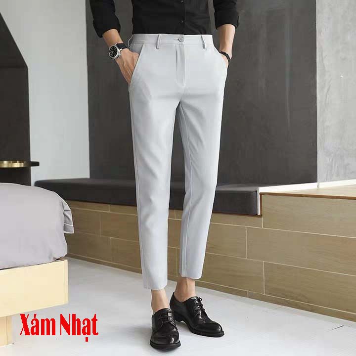 Quần tây âu nam ống côn công sở - màu xám nhạt [đủ size 40kg đến 90kg]