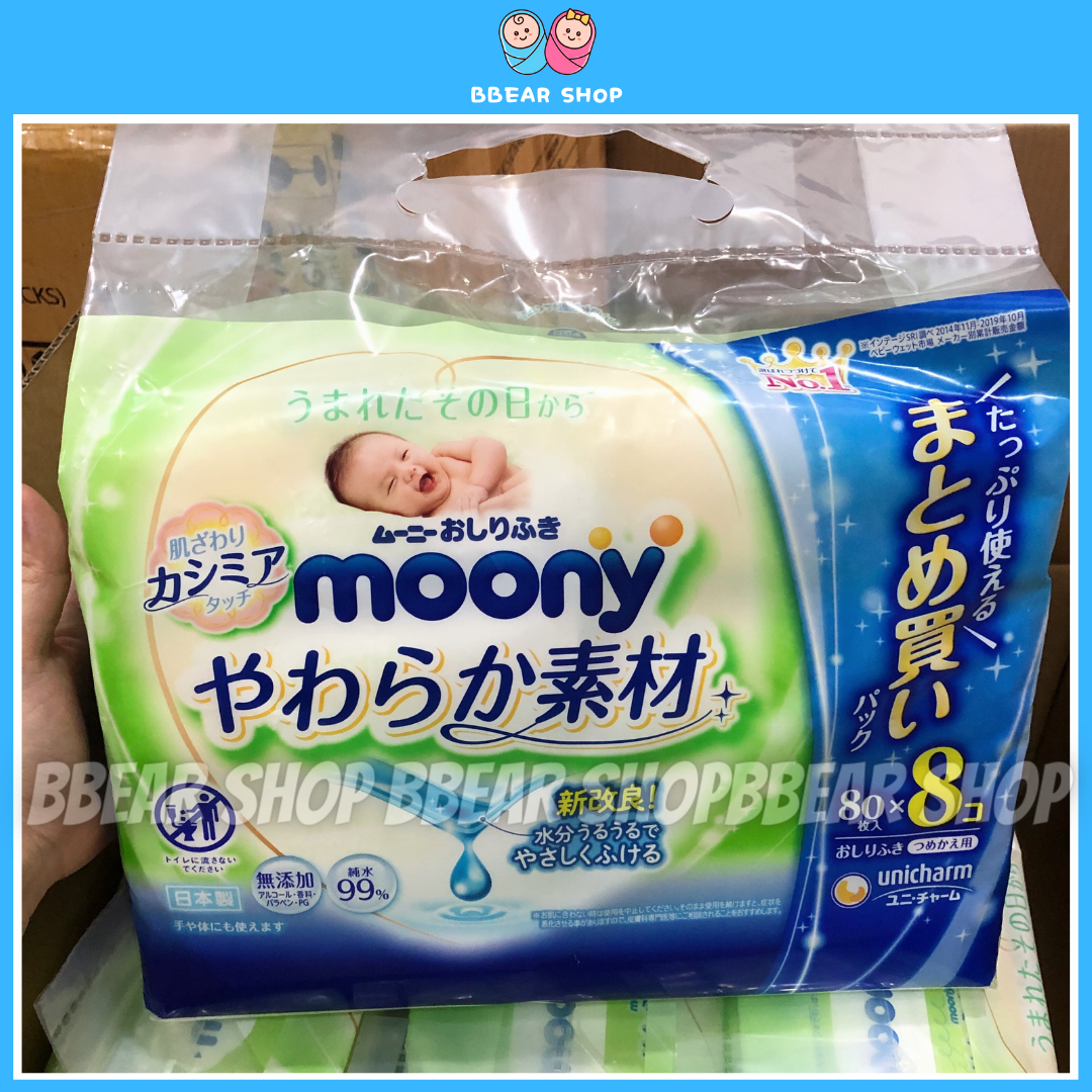 Combo 8 bịch Khăn ướt Moony nội địa Nhật