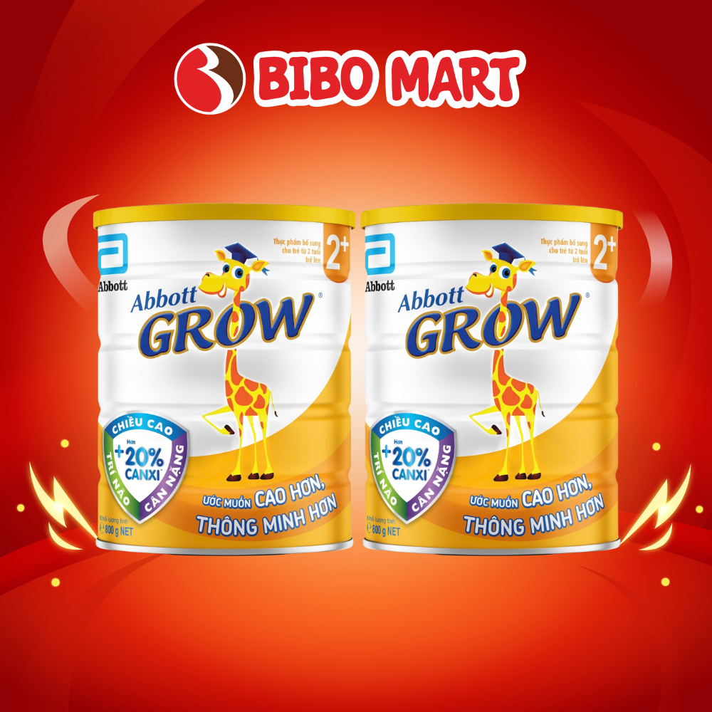 Combo 2 Lon Sữa Abbott Grow 2+ Hương Vani Giúp Bé Phát Triển Trí Não 800g (Trên 2 Tuổi) - Bibo Mart