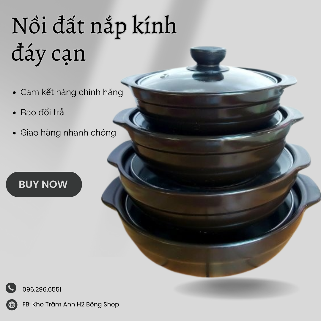 Nồi đất nắp kính nhiều kích cỡ