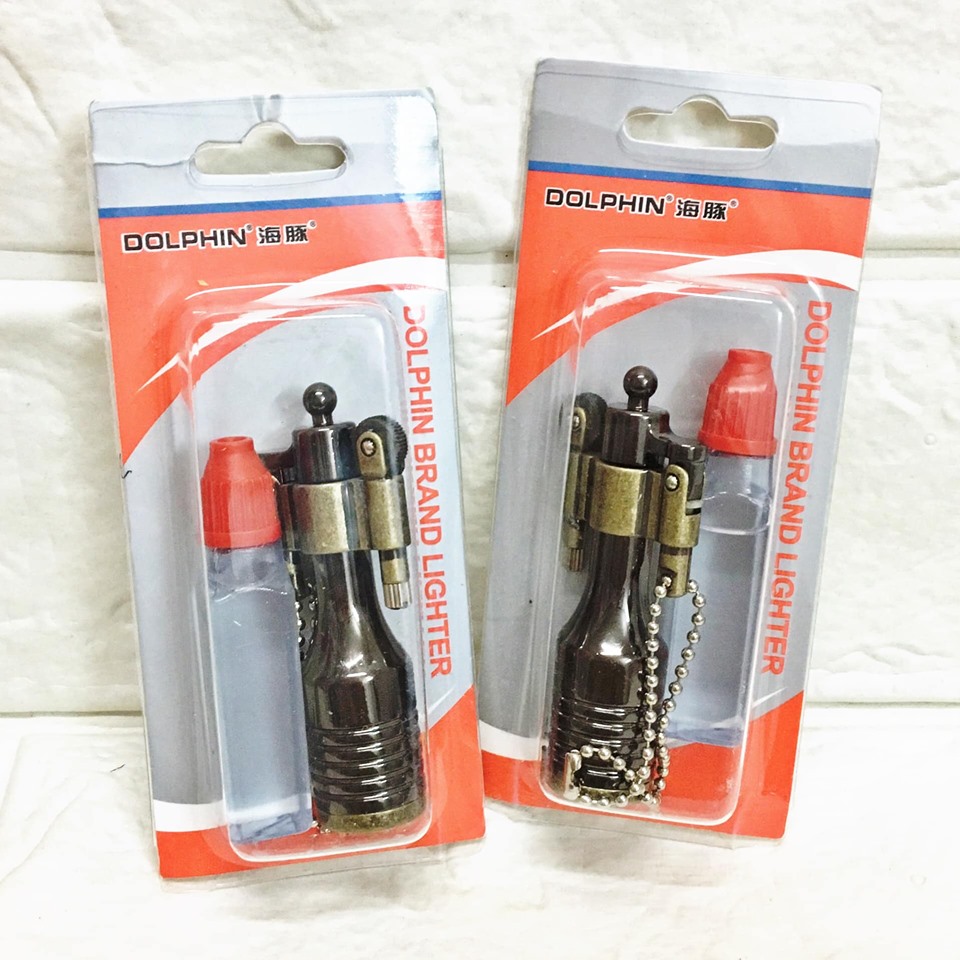 Bật lửa - móc khóa dolphin xăng đá cổ hình chai rượu