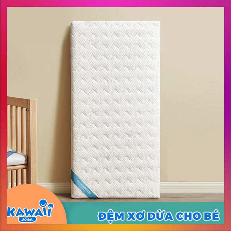 Nệm cũi cho bé Kawaii Home, đệm cũi em bé chất liệu xơ dừa thoáng mát, đệm nằm êm ái bảo vệ cột sống, vỏ bọc có thể tháo rời