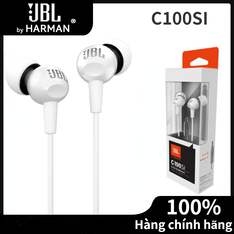 100% Hàng chính hãng JBL Tai Nghe Nhét Tai C100SI Chính Hãng Tai Nghe Có Micrô Tai Nghe Có Dây Giắc Cắm 3.5Mm Cho Điện Thoại Di Động Huawei Xiaomi Samsung Tai Nghe Nhét Tai Có Micrô