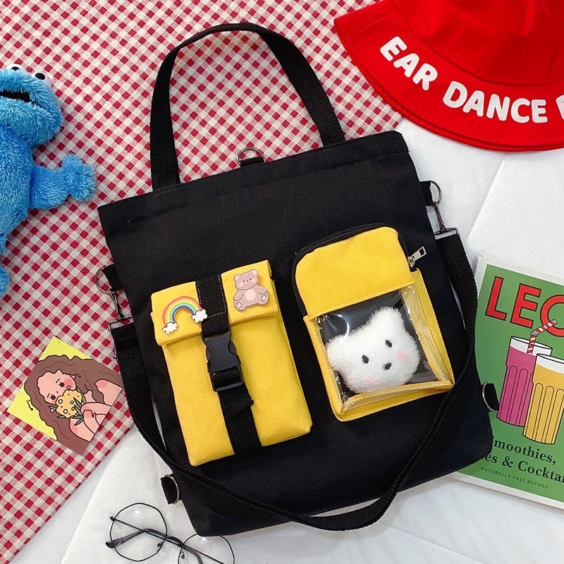 Tote đeo 2 kiểu - túi mica phối màu- tt05