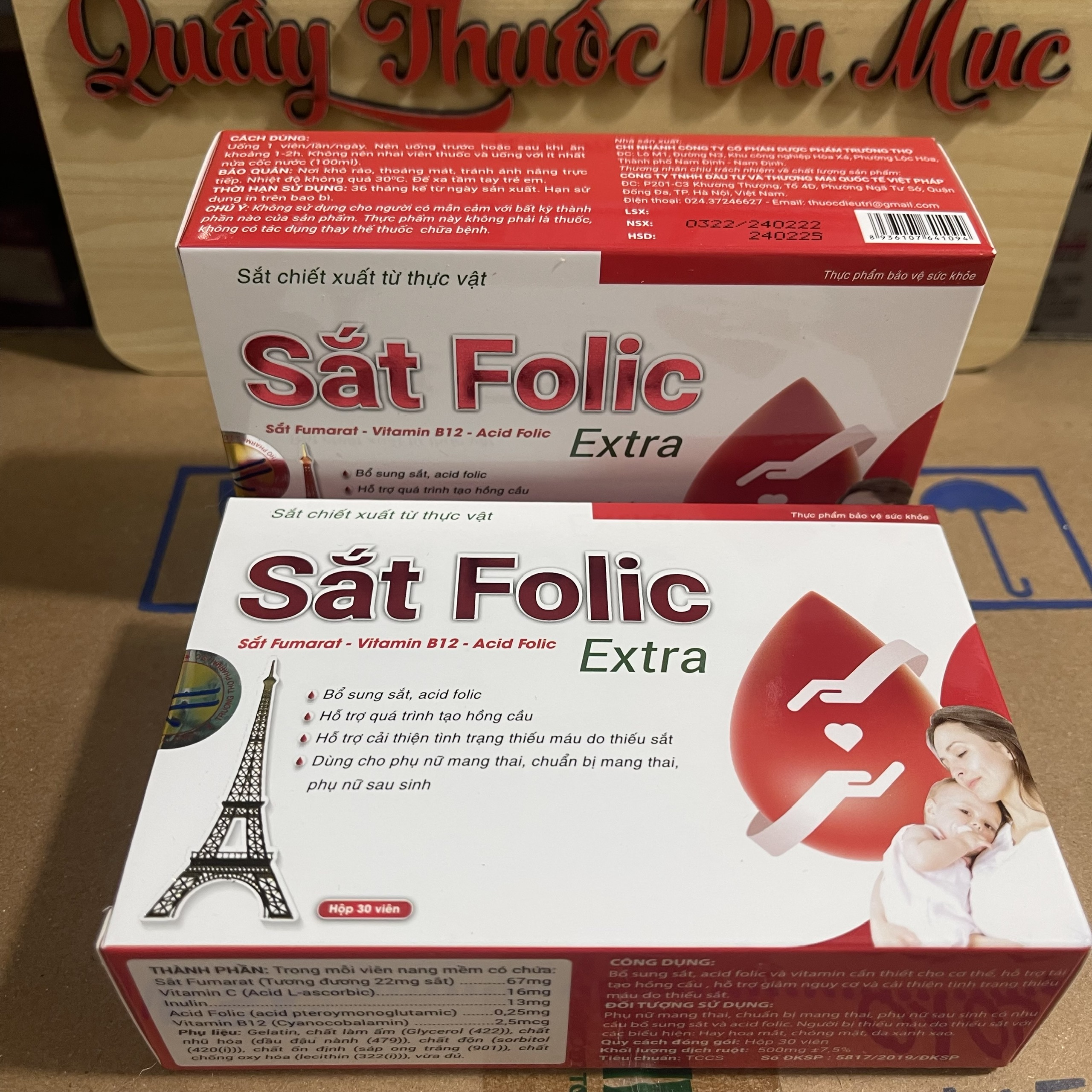 Sắt Folic Extra hộp 30 viên bổ sung sắt và acid folic cho bà bầu