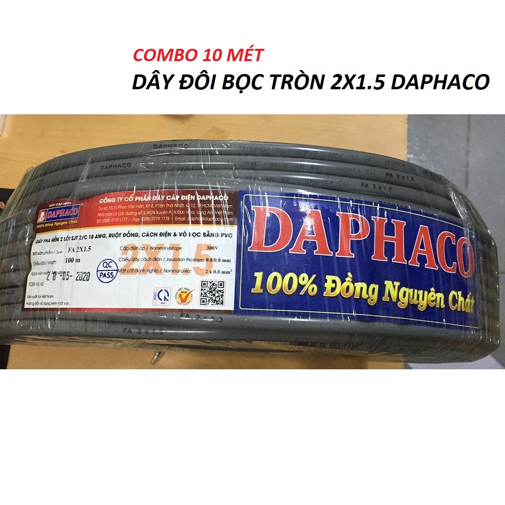 Combo 10m dây đôi có bọc 2x1.5 daphaco