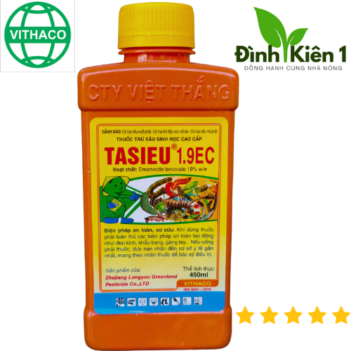 Thuốc trừ sâu sinh học TASIEU 1.9EC (chai 450ml) - Emamectin benzoate 19g/l chính hãng VITHACO - sâu tơ , sâu xanh , nhện đỏ , rệp sáp , sâu đục thân. , bọ xít , muỗi.. ( 20ml / 25L nước ).