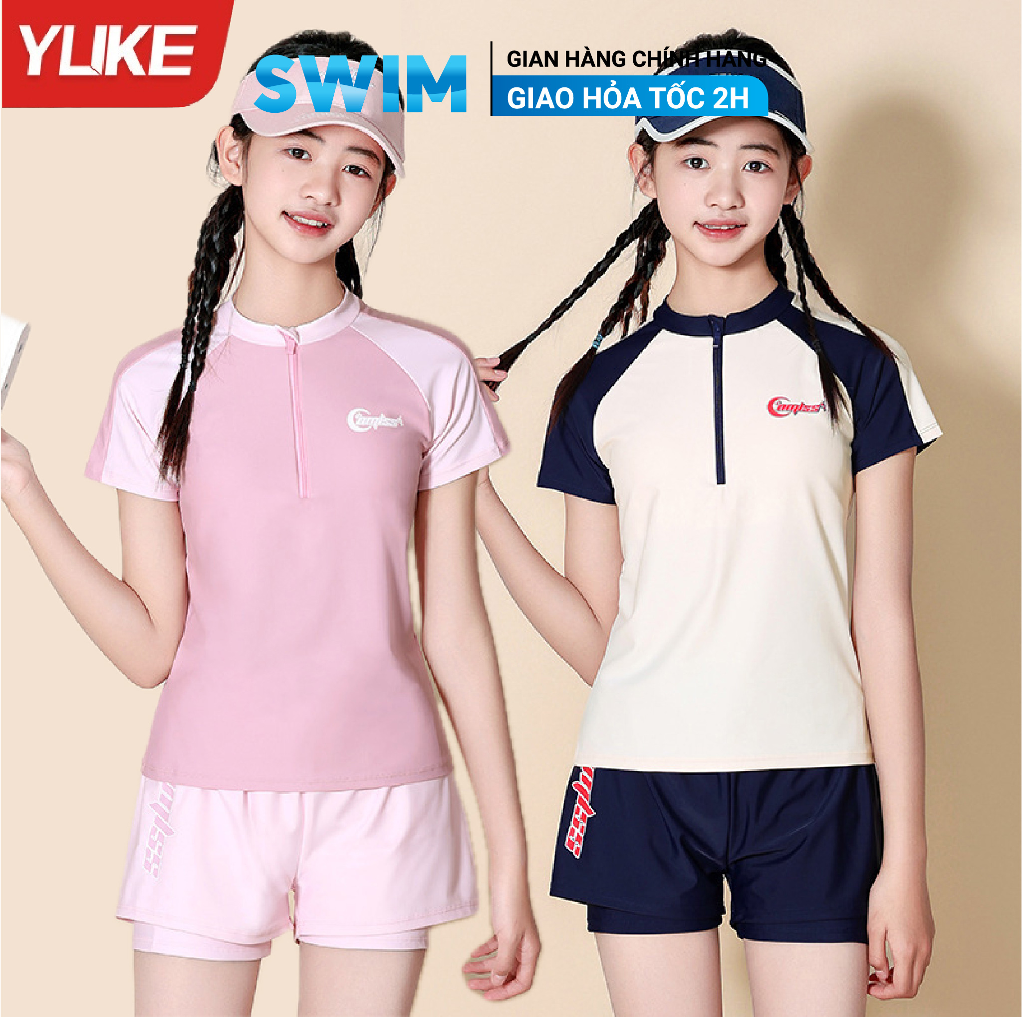 Bộ Đồ Bơi Trẻ Em YLIKE Cộc Tay Có Đệm Ngực Bộ Bơi Bé Gái Đồ Bơi Cho Bé Gái Quần Áo Bơi Cho Bé