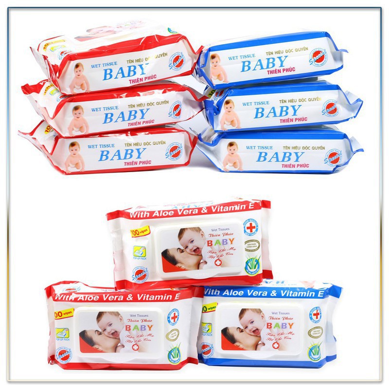 Combo 10 Gói Khăn Giấy Ướt Thiên Phúc Baby Cho Bé-Khăn Ướt Cho Bé-Giấy Ướt Kháng Khuẩn