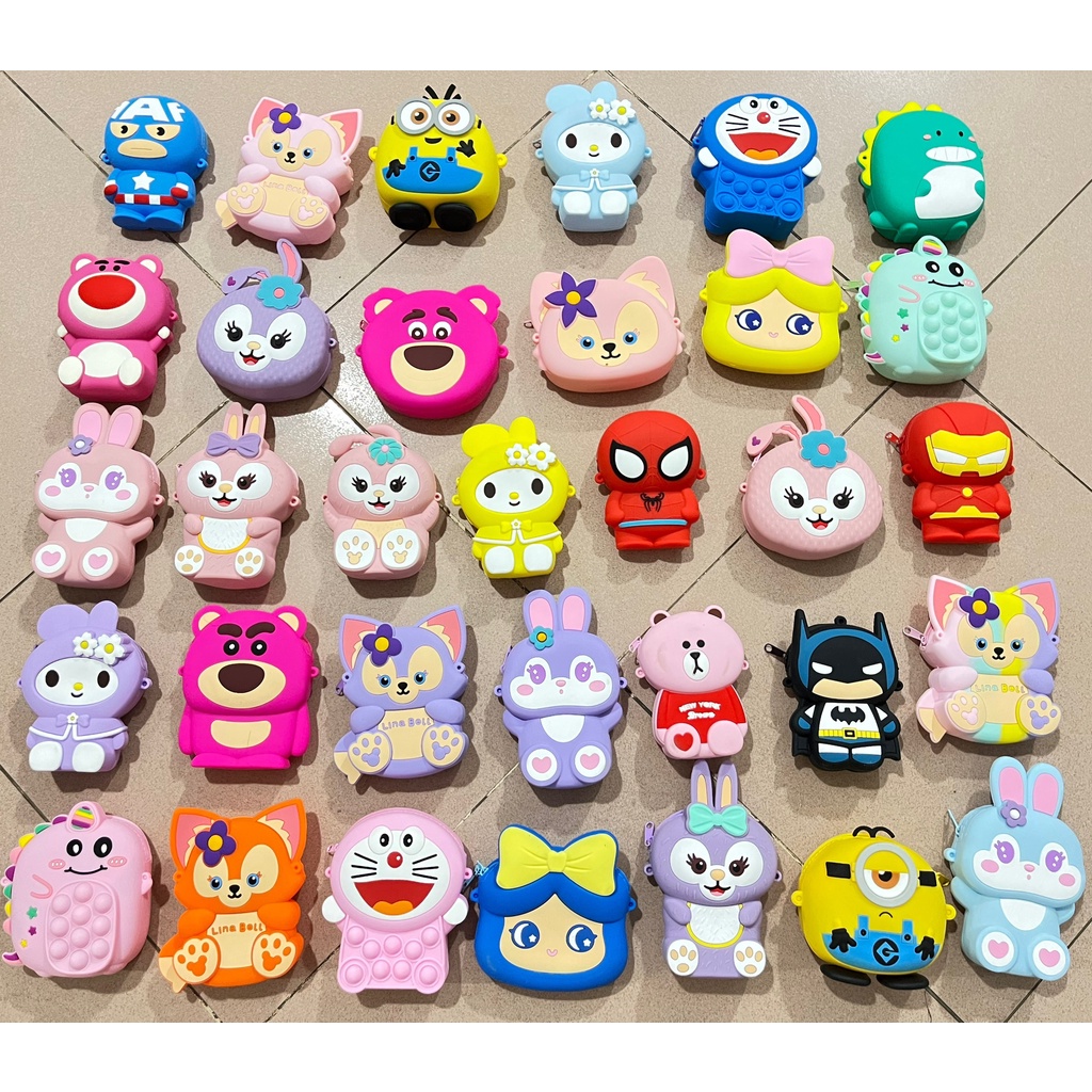 Túi đeo chéo mini silicon - thiết kế hoạt hình siêu cute | thời trang cho bé