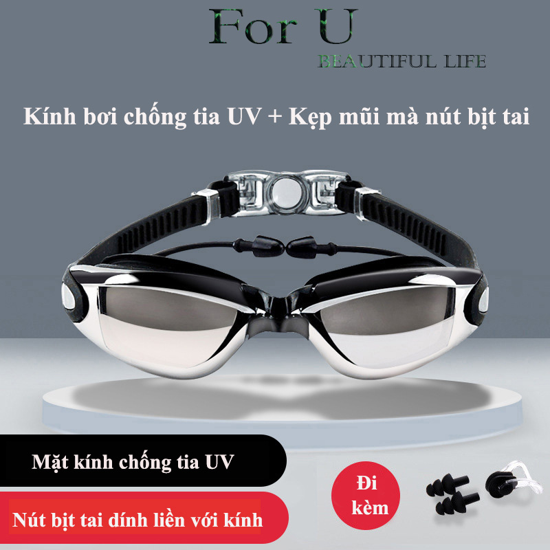 Kính Bơi Chính Hãng Tráng Bạc-Xanh-Hồng Chống Tia UV Bảo Vệ Mắt An Toàn, Sử Dụng Cho Trẻ Em Và Người Lớn Từ 8 Tuổi Trở Lên,