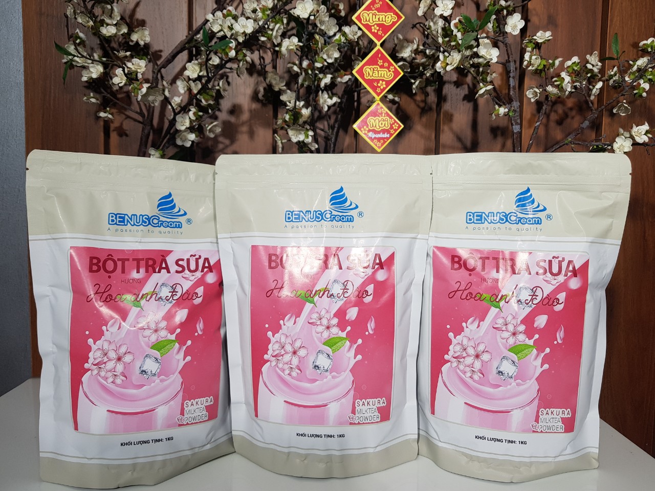 Bột trà sữa hoa anh đào benuscream túi 1kg