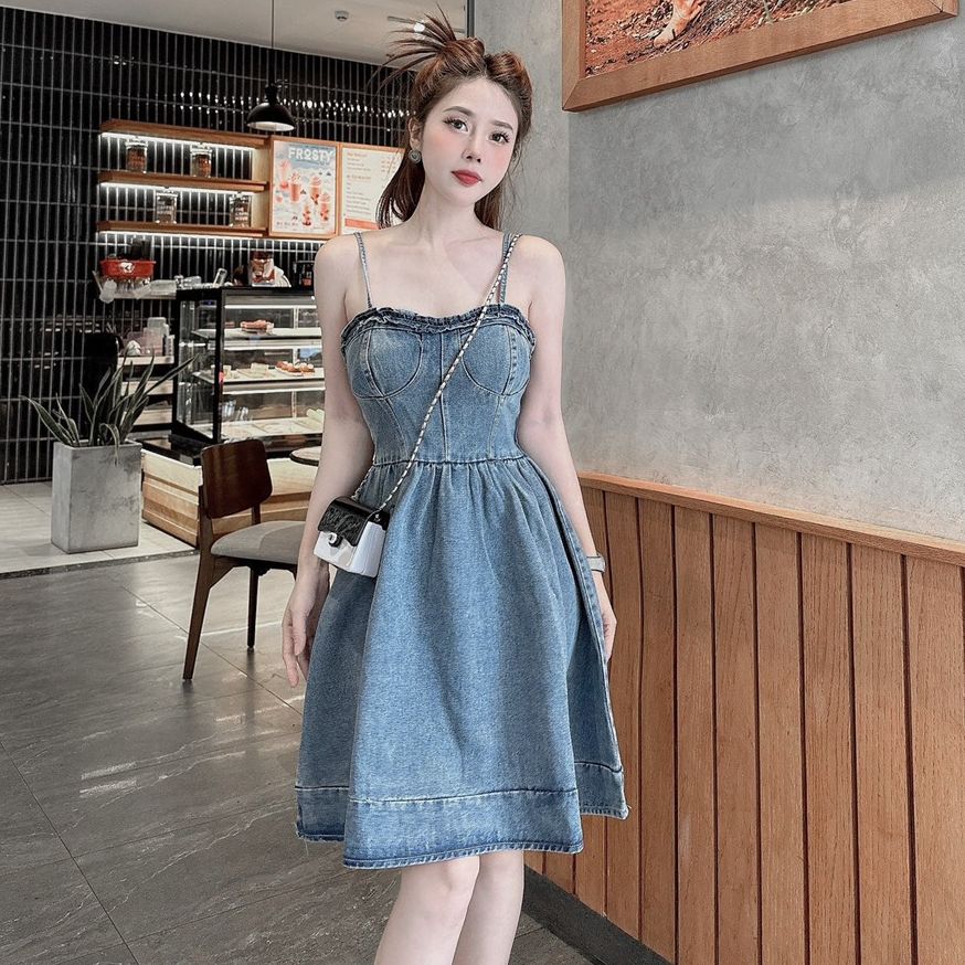 Váy đầm 2 dây jean cao cấp thời trang vivatun