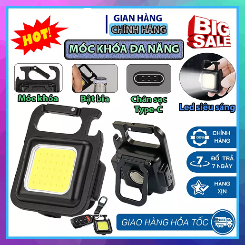 Móc khóa đèn led, móc khóa đèn led mini đa năng nhỏ gọn, có đầu mở nắp chai tiện lợi, nam châm hút vĩnh cửu, Móc khóa đẹp kèm theo đèn led siêu sáng, móc khóa cute, móc khóa ô tô, xe máy