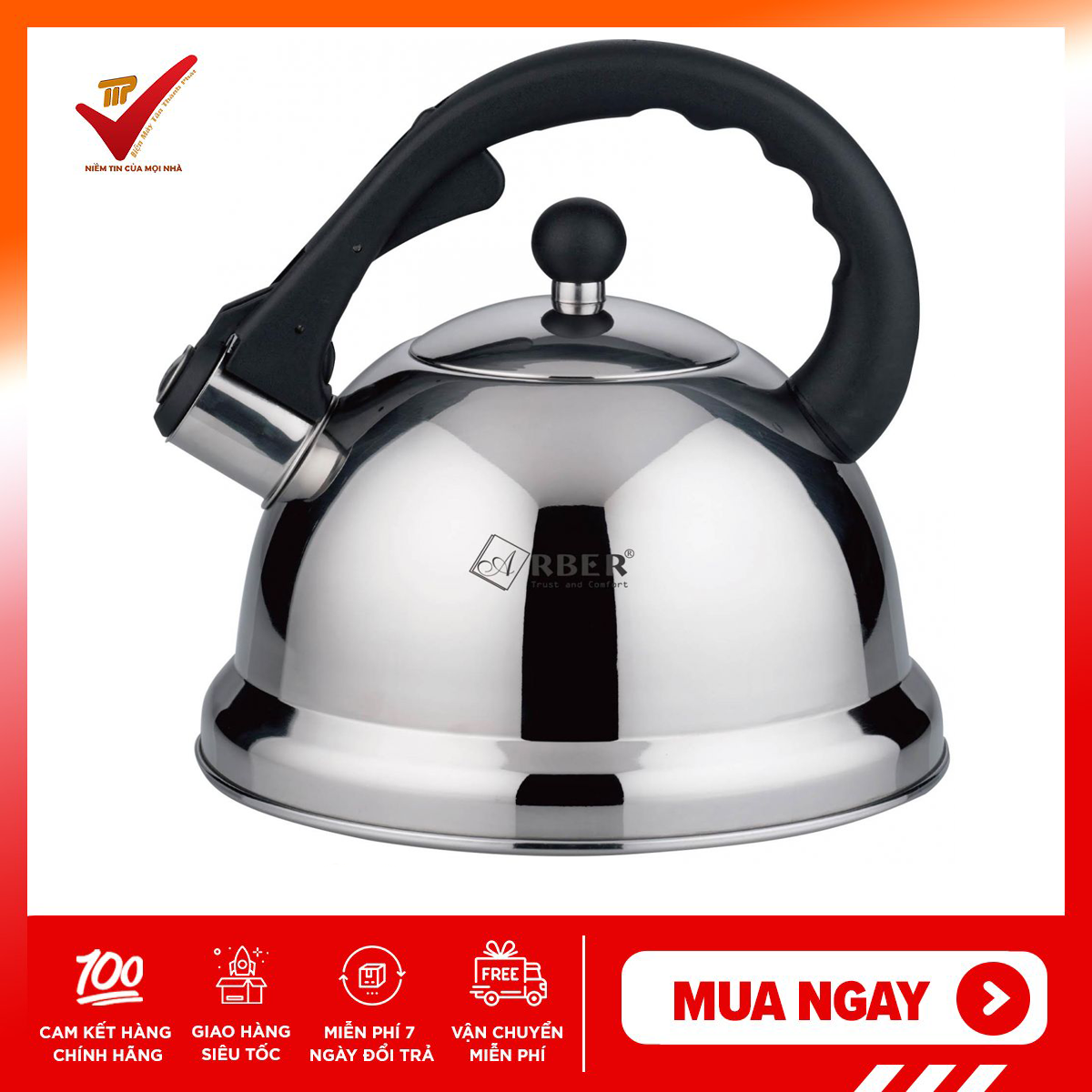 Ấm đun từ arber ab-2.5l, ấm innox từ cao cấp