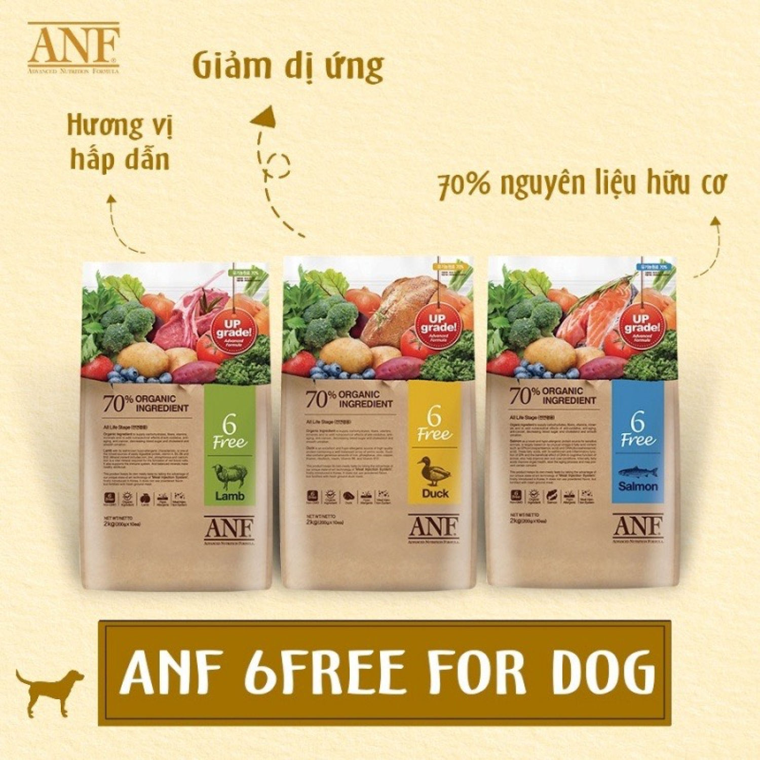 Thức ăn hạt cho chó lớn hơn 6 tháng tuổi ANF 6Free - Túi 200gr