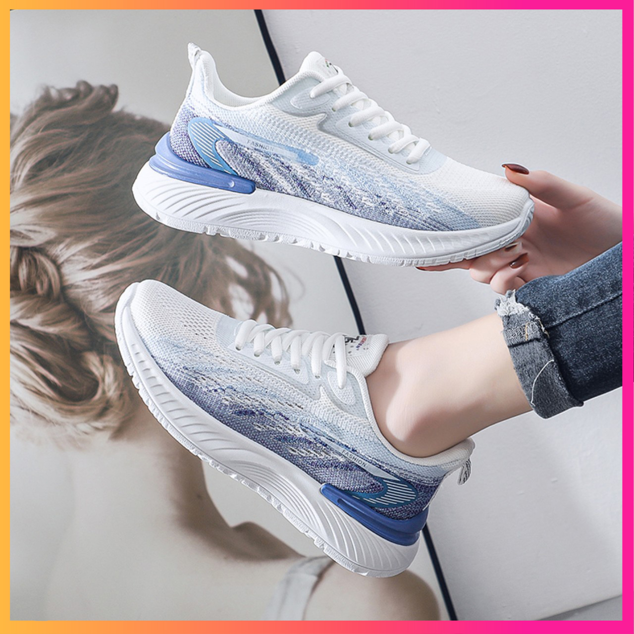 Giày thể thao sneaker nữ đi bộ tập gym thể dục êm chân - q6