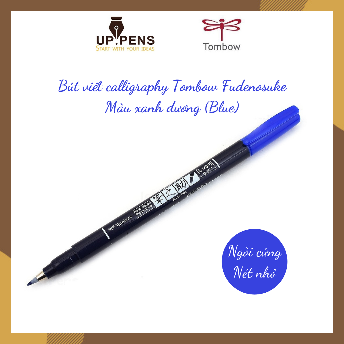 Bút lông đầu cọ viết calligraphy Tombow Fudenosuke – Màu xanh dương (Blue)