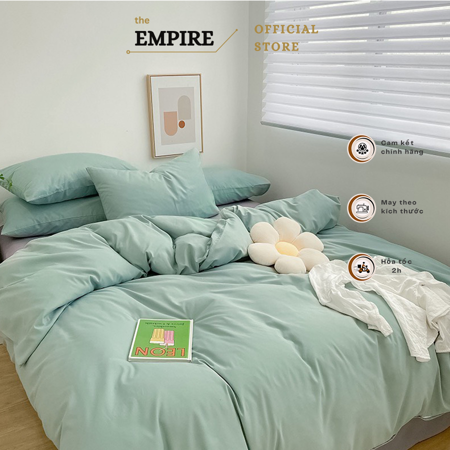 Bộ chăn ga gối nệm đêm set 4 món cotton cao cấp EMPIRE set chăn ga trải giường bedding set bo chun phong cách hàn quốc - Bình Châu Bedding & Decor