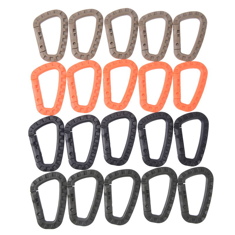 5pcs Carabiner nhựa móc chìa khóa Khóa D-Ring móc treo snap clip du lịch Kit leo núi Carabiner cắm trại ngoài trời Đi Bộ Đường Dài công cụ