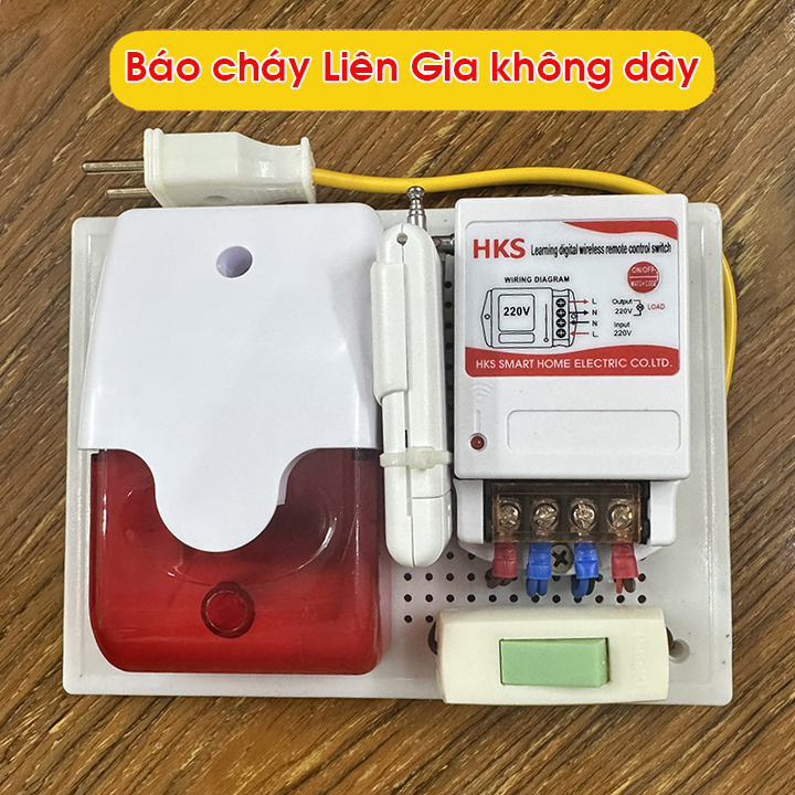 Bộ tổ báo cháy liên gia không dây 220V 1Km, 110db , tiêu chuẩn PCCC ( Kèm công tắc )