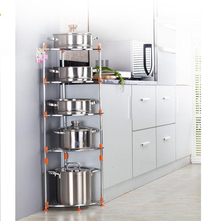 Kệ để xoong nồi chảo nhà bếp bằng inox 5 tầng thông minh tiện dụng