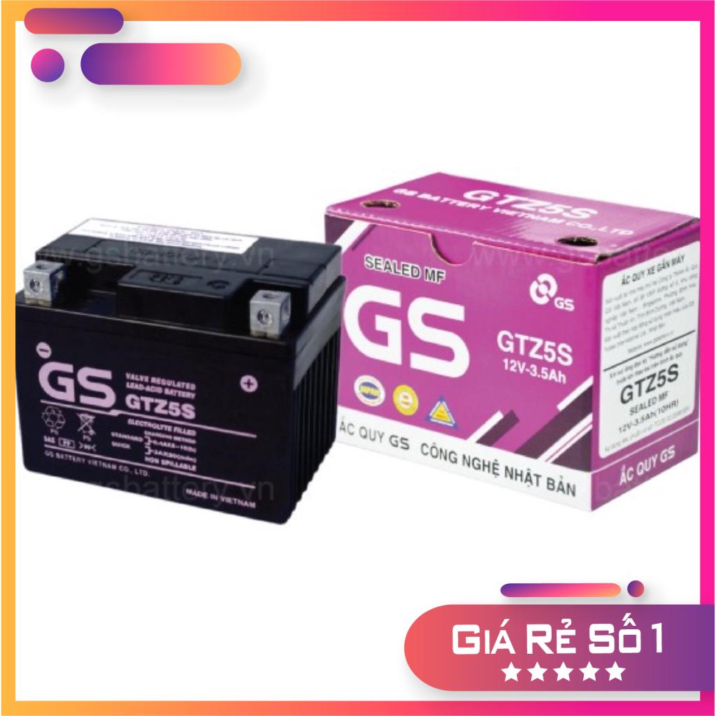 Bình ắc quy khô gs gtz5s - dành cho xe honda, yamaha, suzuki., ắc qui xe máy/ bình điện xe máy gs