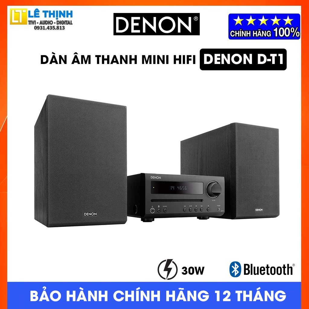 Dàn âm thanh hifi mini denon d-t1 - tích hợp bluetooth, fm, cd - bảo hành chính hãng 12 tháng