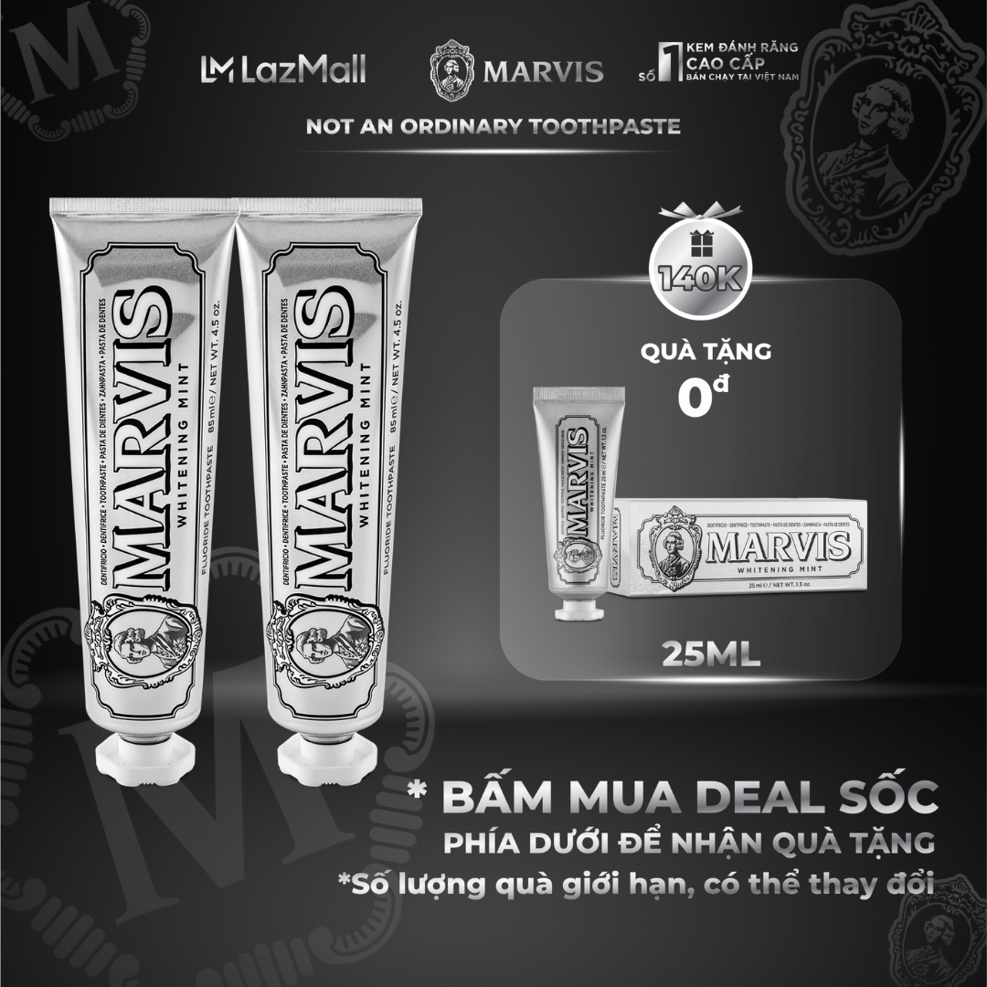 Combo 2 Tuýp Kem Đánh Răng Marvis Whitening Mint Fullsize 85ml