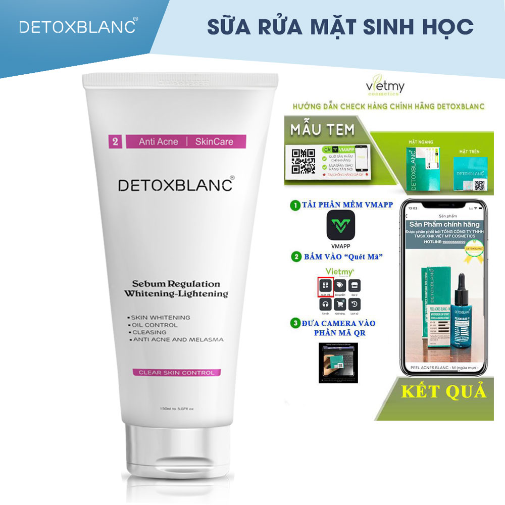 [HCM]Sữa rửa mặt sinh học Detox BlanC 150ml giảm mụn sạch khuẩn