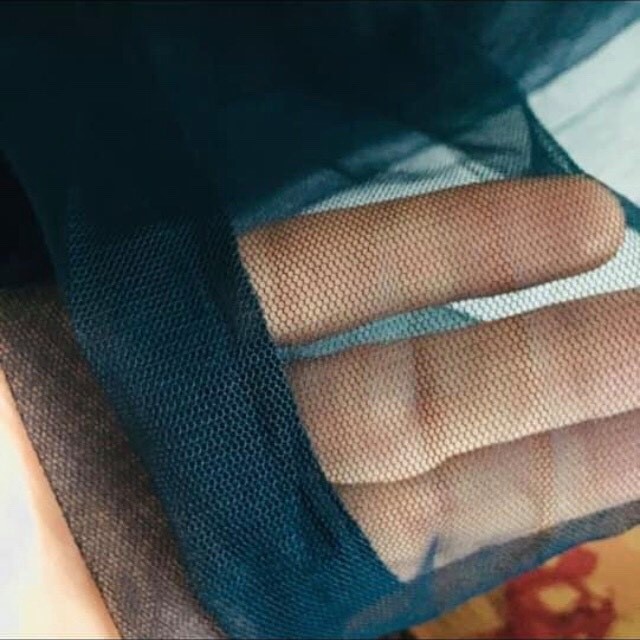 Combo 5 m Vải voan lưới khổ 1,5m màu xanh