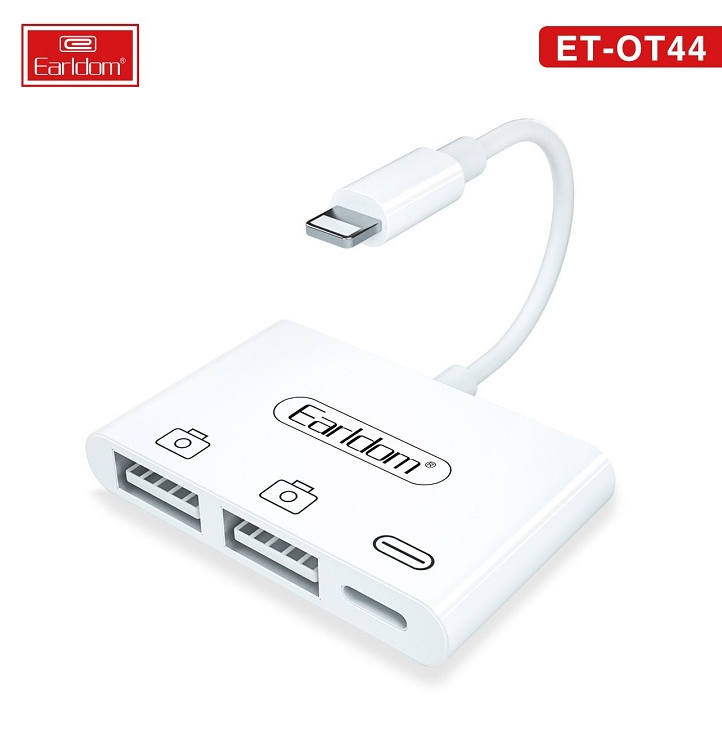 Cáp OTG Lightning sang 2 cổng USB và 1 cổng Lightning cho iPhone, iPad Earldom OT-44