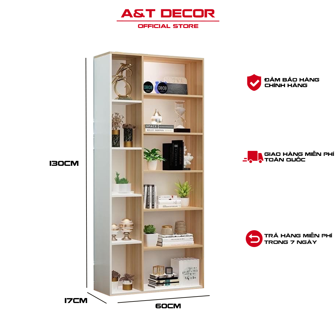 [Shelf book stand Nordic] luxury, suitable for all the house, durable and good quality wood MDF thick 12mm size 130x60x17cm