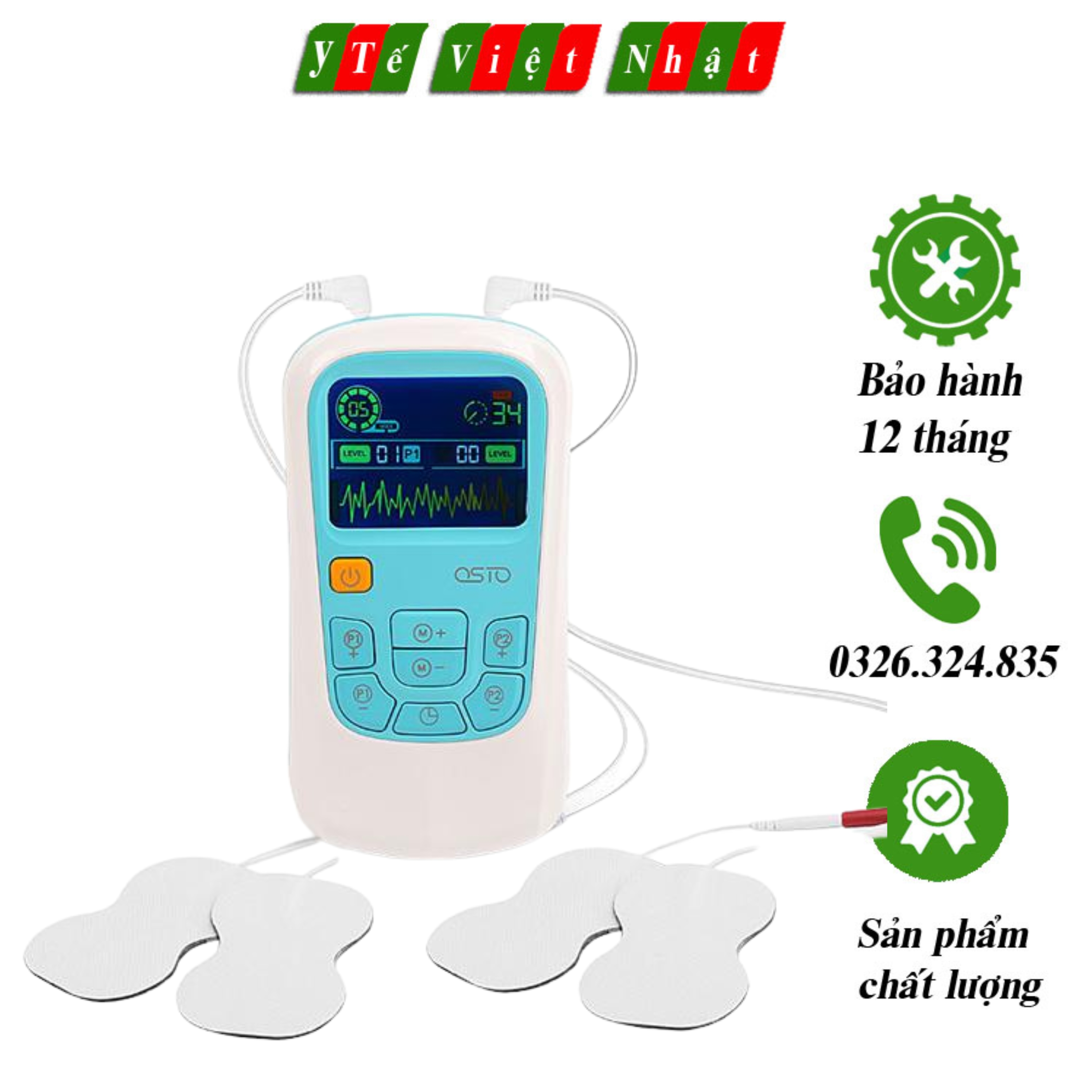 Máy massage xung điện liệu giảm đau nhức, matxa xung điện chạy bằng pin ,máy điện xung ast-2012a