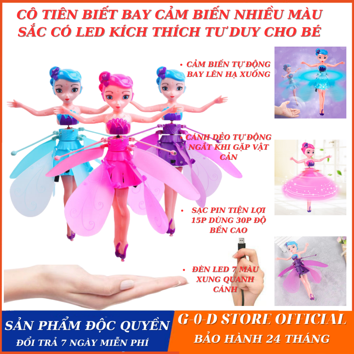 Cô tiên bay cảm ứng có led, đồ chơi cảm ứng bằng tay, búp bê cảm ứng nhiều màu, đồ chơi trẻ em thông minh, đồ chơi độc lạ, đồ chơi cảm ứng cô tiên bay, đồ chơi cảm biến cho bé, đồ chơi trung thu