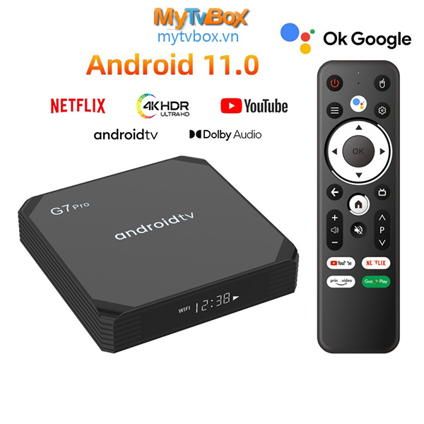 Tv box g7 pro android tv 11 ram 4g + 32g điều khiển bằng giọng nói